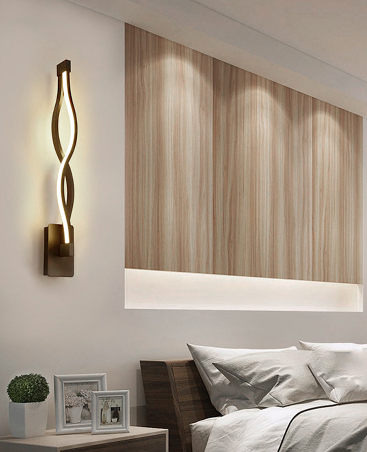 Amplia de pared lineal de LED negro en la lámpara de pared de hierro forjado de estilo conciso moderno con sombra de silicona