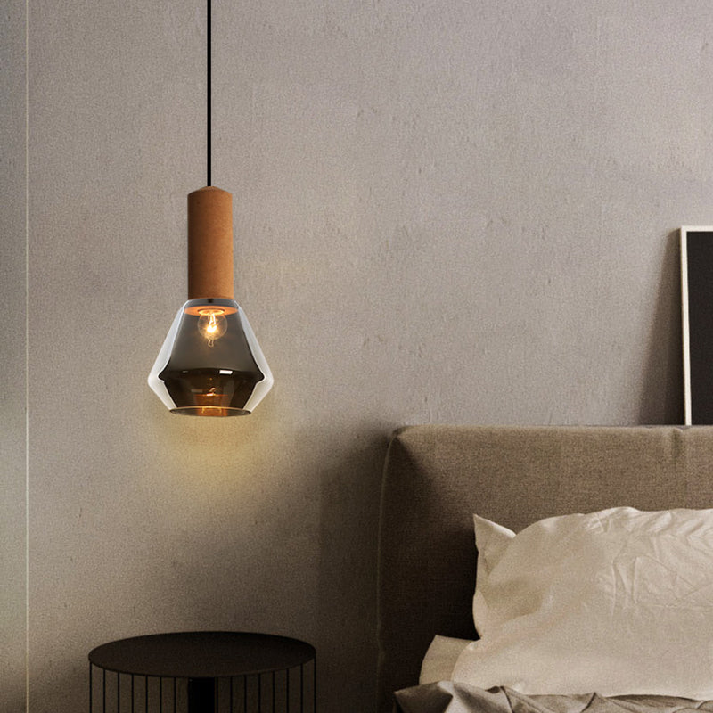 Verre Postmodern Pendant Light 1-Light Copper suspendu plafonnier pour chambre à coucher