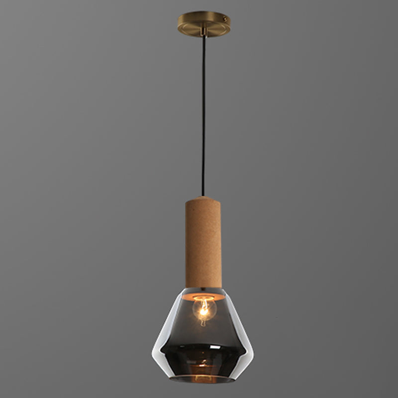 Verre Postmodern Pendant Light 1-Light Copper suspendu plafonnier pour chambre à coucher