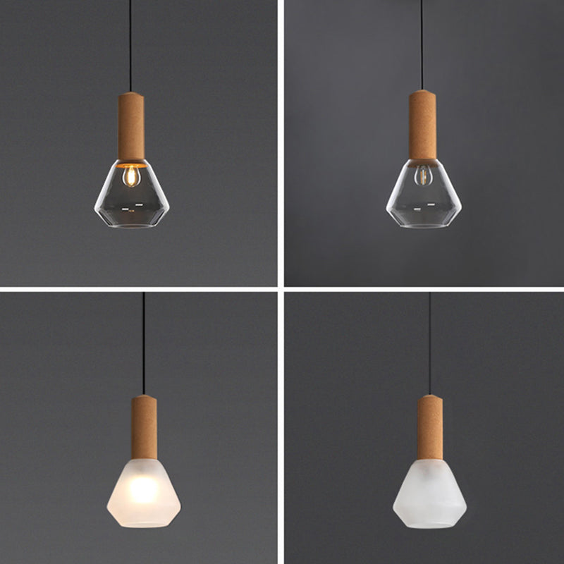 Verre Postmodern Pendant Light 1-Light Copper suspendu plafonnier pour chambre à coucher