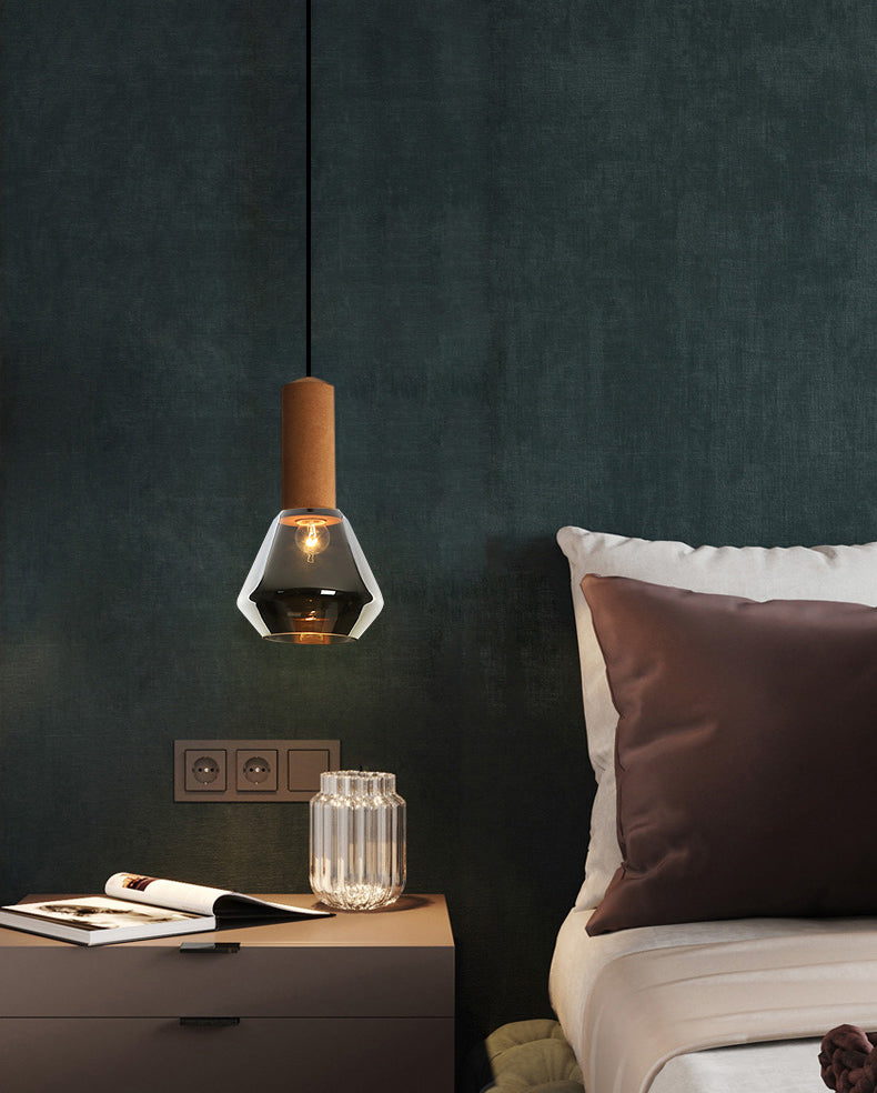 Verre Postmodern Pendant Light 1-Light Copper suspendu plafonnier pour chambre à coucher