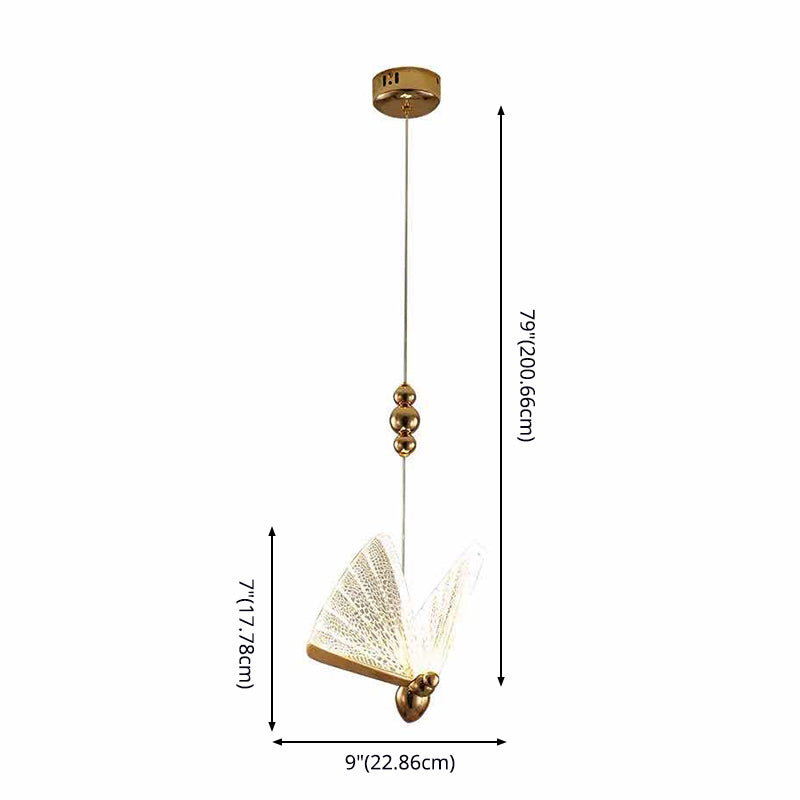 Goud metaal Nieuw modern hangende plafondlichtvlinder 1 licht hanglampje voor slaapkamer