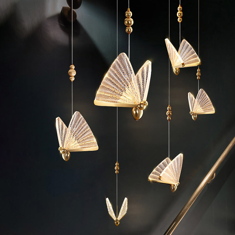 Goud metaal Nieuw modern hangende plafondlichtvlinder 1 licht hanglampje voor slaapkamer
