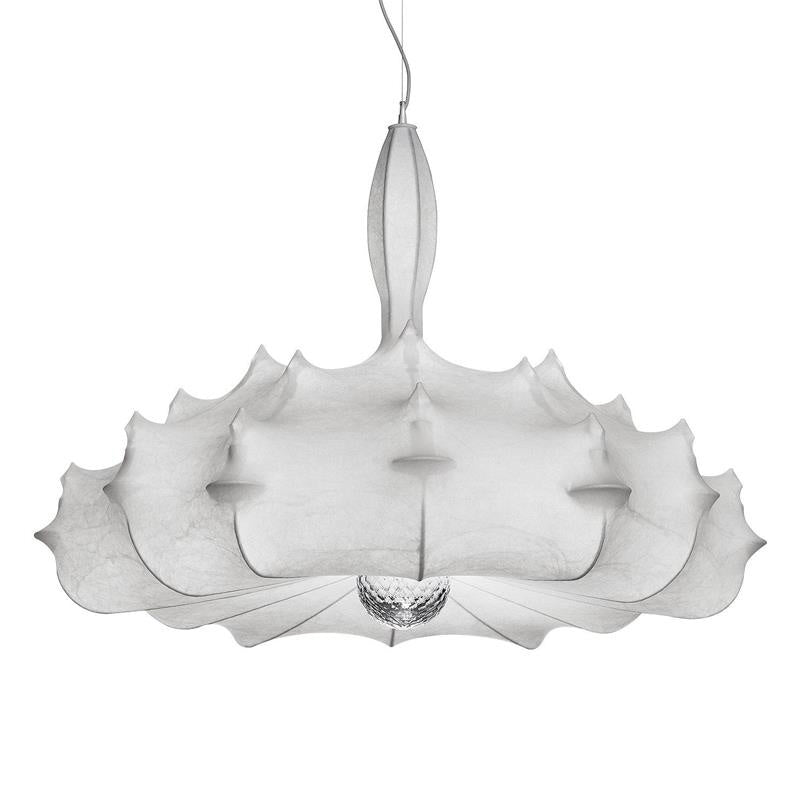 White Geometric Silk Pendant Light Nordic Modern Down Lighting for Living Room