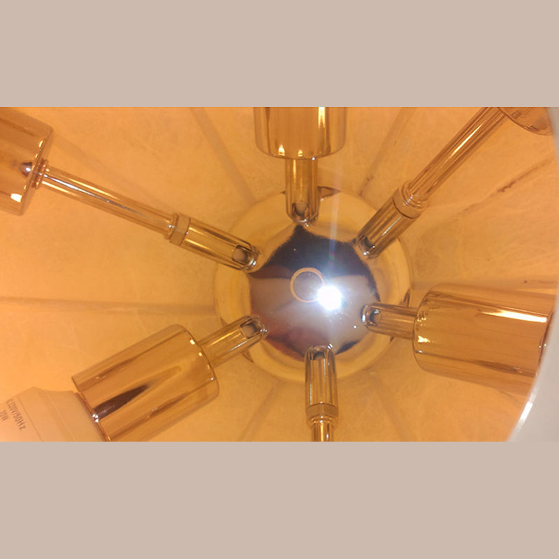 White Geometric Silk Pendant Light Nordic Modern Down Lighting for Living Room