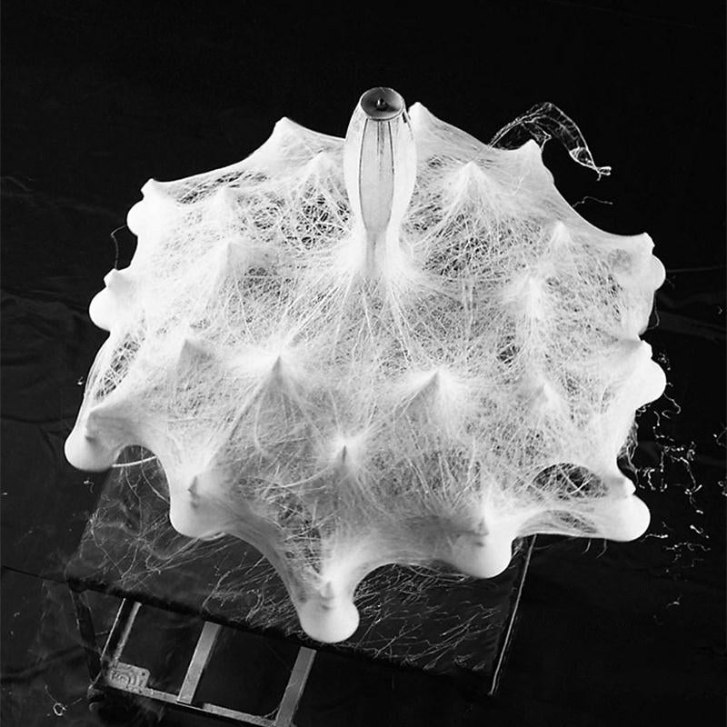 White Geometric Silk Pendant Light Nordic Modern Down Lighting for Living Room