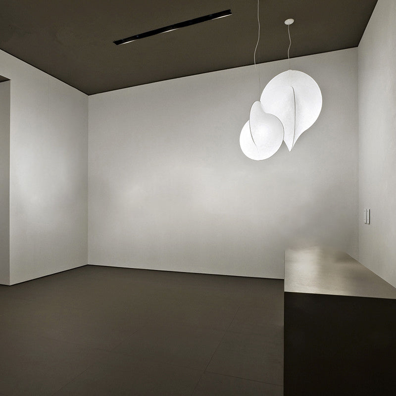 White 1-Light Nordic Designer Hanging Lamp Kit Geometric Silk Pendant for Study Room