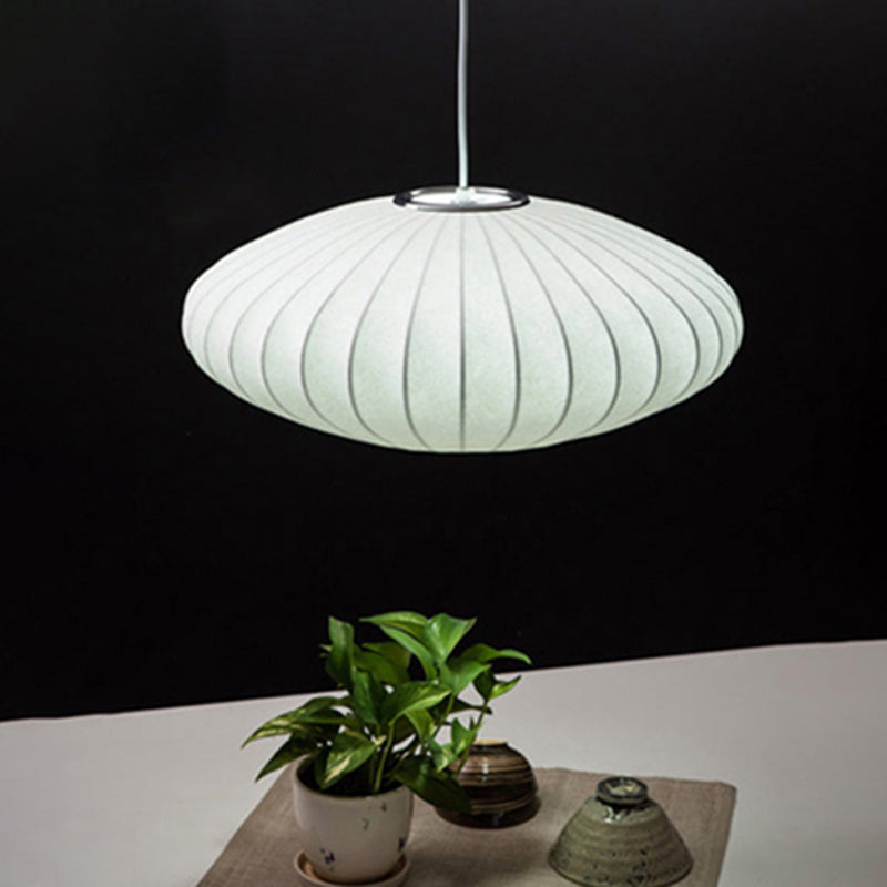 Luz de colgante nórdico moderno moderno de seda Luz de techo colgante blanco de 1 luces para la casa de té