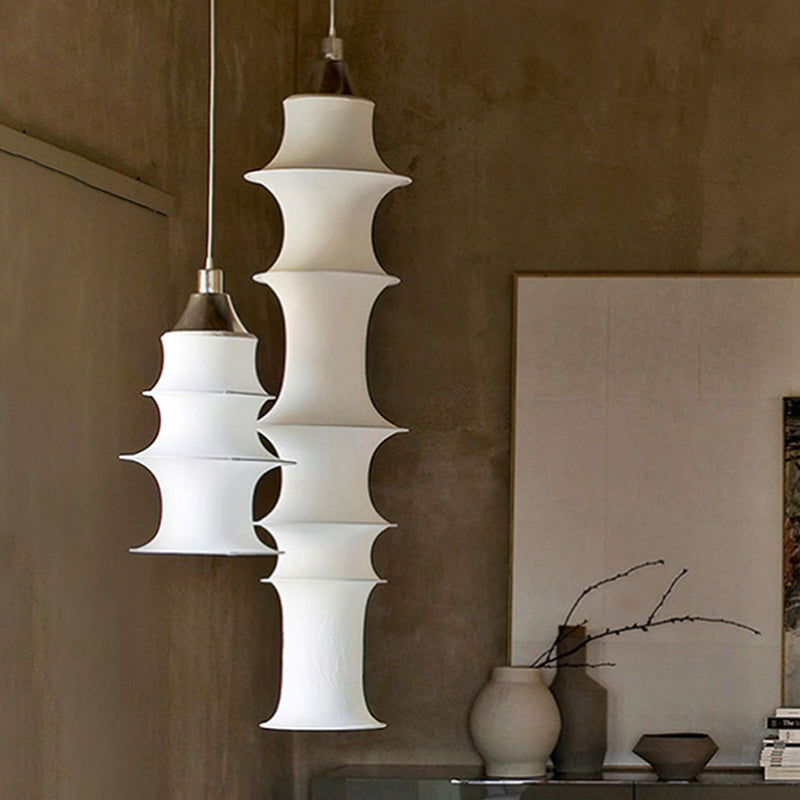 Hedendaagse witte zijden hanglamp LICHT BEWERK 1 Licht geometrisch hangend plafondlicht