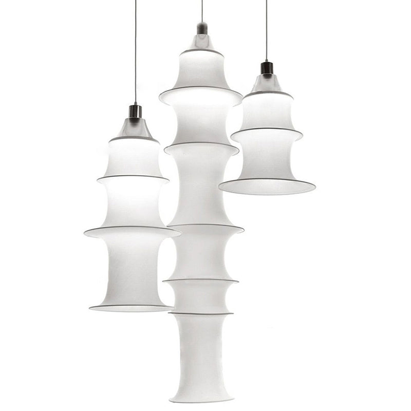 Hedendaagse witte zijden hanglamp LICHT BEWERK 1 Licht geometrisch hangend plafondlicht