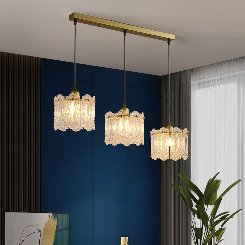 Gold Glass Pendant Lighting Fixtures Minimalism Ceiling Pendant for Dining Room
