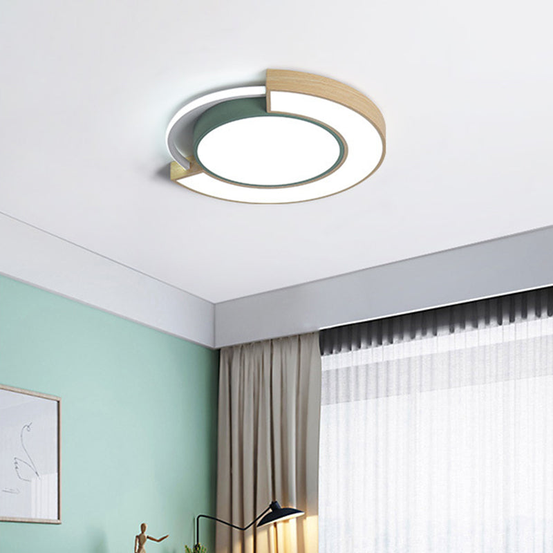 16.5"/20.5" Dia Acrylic Round Flush Mount Fixture Modernist LED Grey/Green Flush Light in White/Warm Light