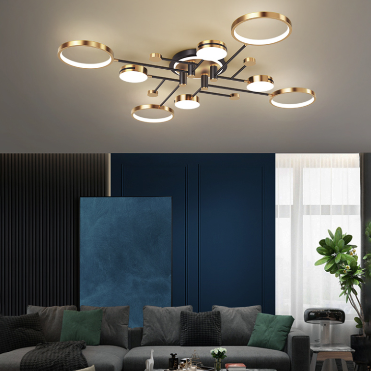 New Modern Metal Flush Light Sputnik Semi Flush Ceiling Light Fixtures for Living Room
