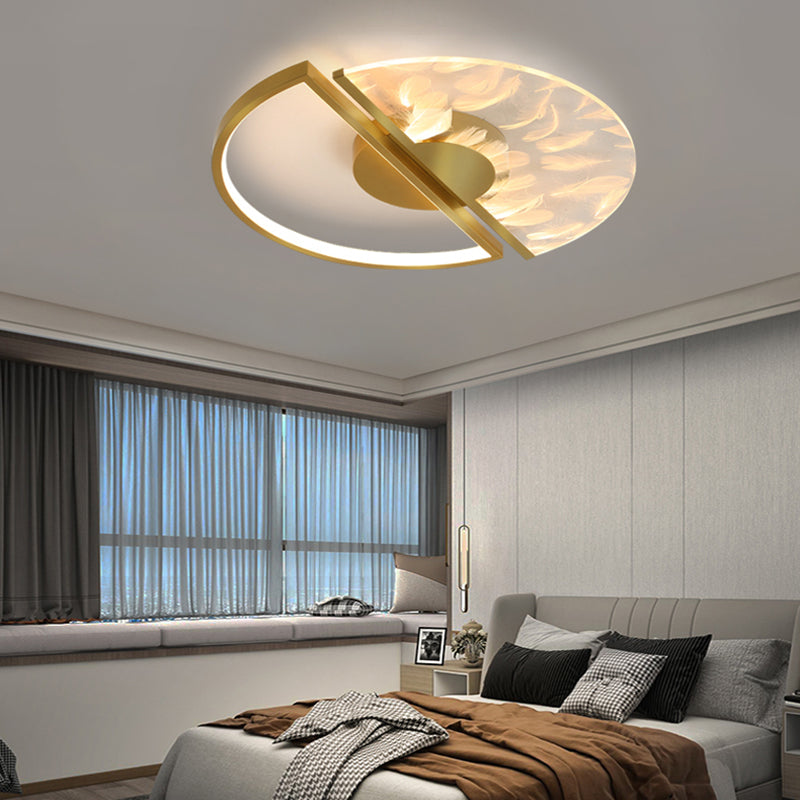 Aluminium Circulaire LED Ceiling Light in Modern Creative Style Acrylic Feather Flush Mount