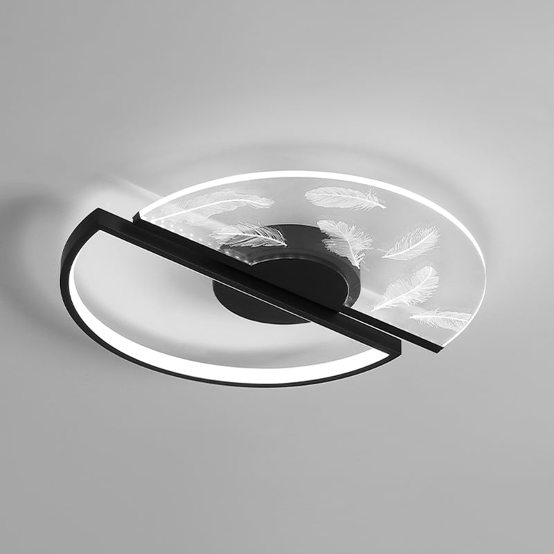 Aluminium Circulaire LED Ceiling Light in Modern Creative Style Acrylic Feather Flush Mount
