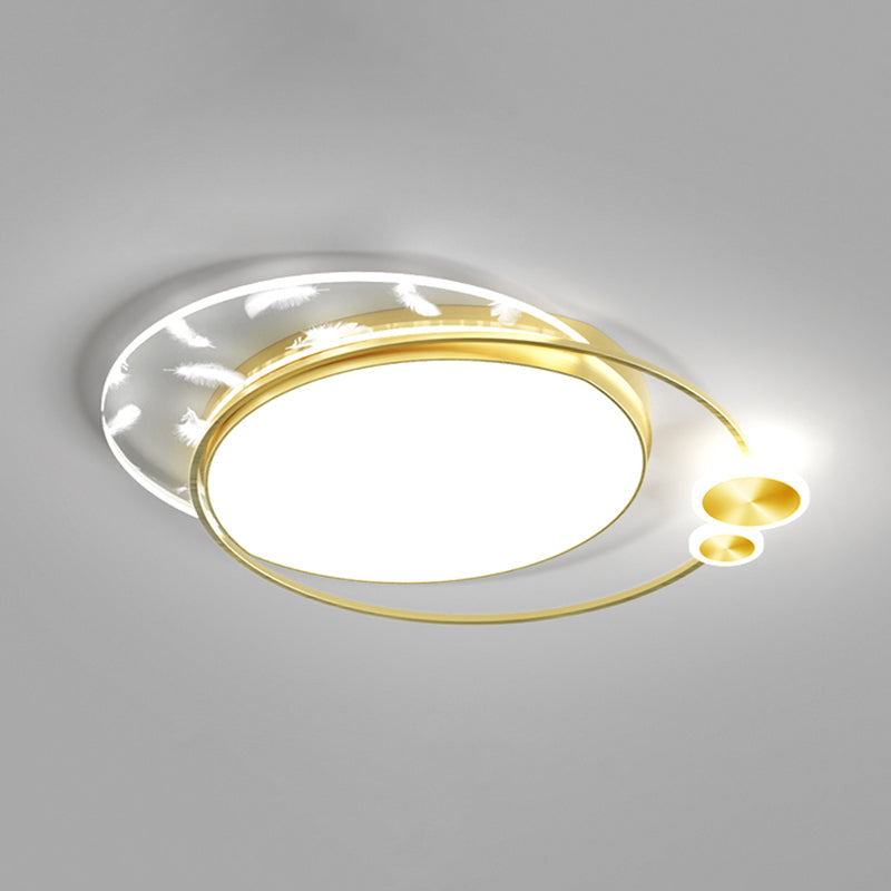 Geometric Feather LED Flush Mount in Modern Creative Style Iron Ceiling Light with Acrylic Shade