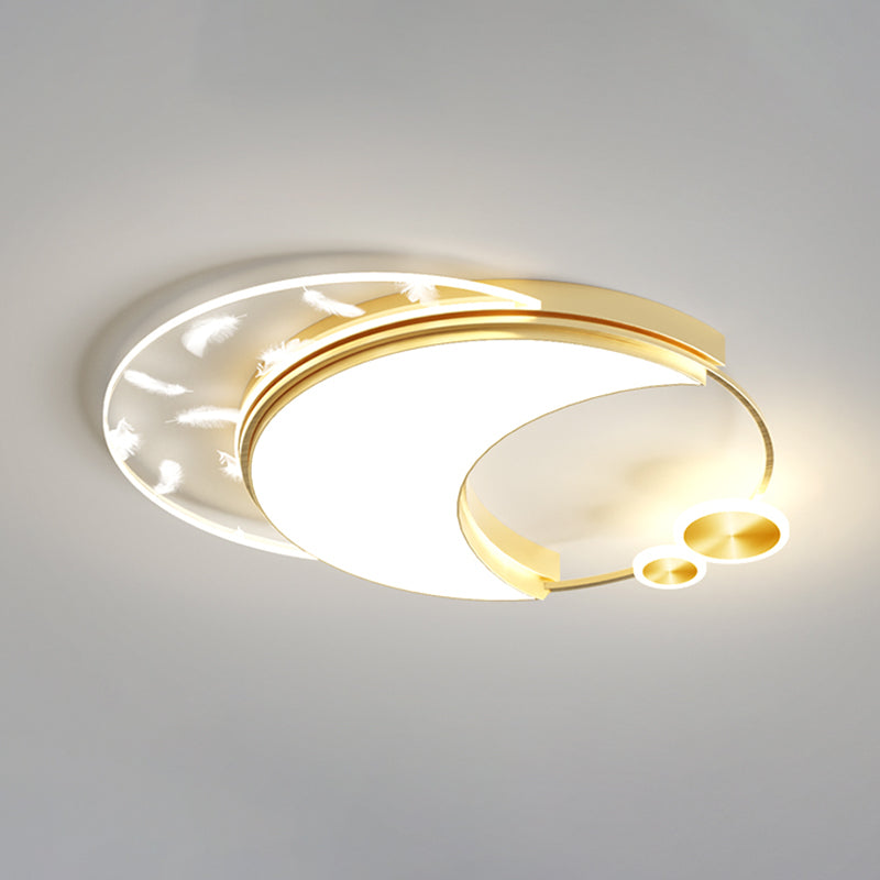 Geometric Feather LED Flush Mount in Modern Creative Style Iron Ceiling Light with Acrylic Shade