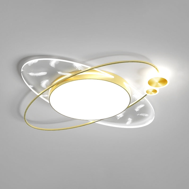 Geometric Feather LED Flush Mount in Modern Creative Style Iron Ceiling Light with Acrylic Shade