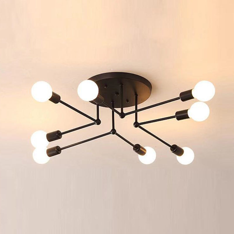 Metallic Semi Flush Light Fixtures Exposed Bulb Modern Bedroom Ceiling Flush Mount Lights