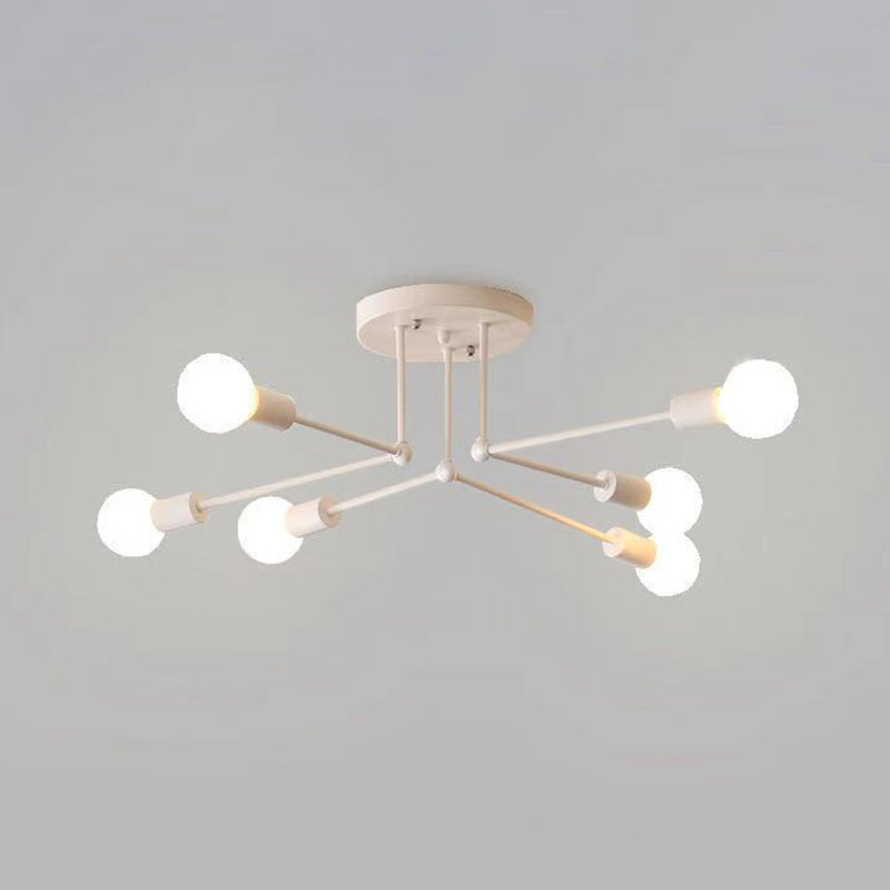 Metallic Semi Flush Light Fixtures Exposed Bulb Modern Bedroom Ceiling Flush Mount Lights