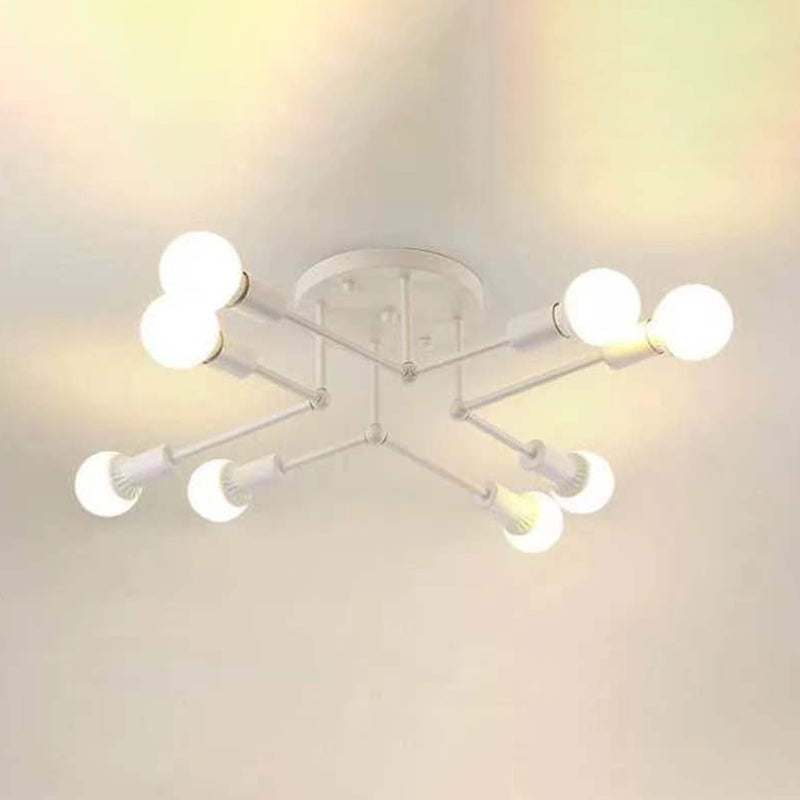 Metallic Semi Flush Light Fixtures Exposed Bulb Modern Bedroom Ceiling Flush Mount Lights