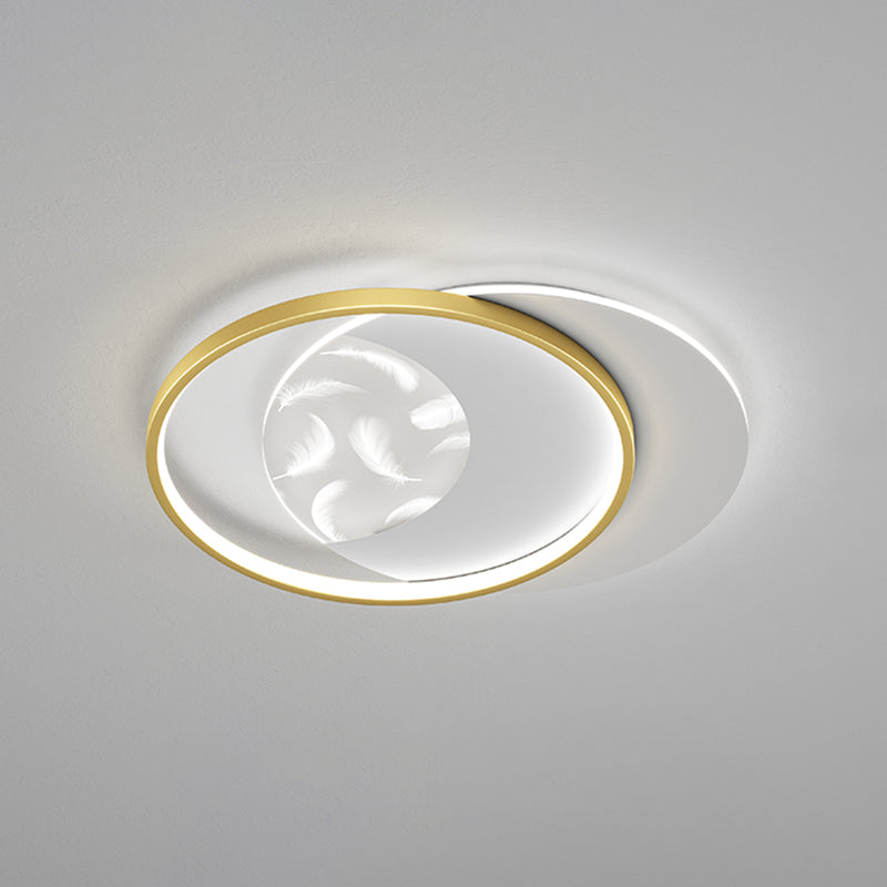 Plafonnier LED circulaire créatif moderne en fer forgé avec abat-jour en acrylique