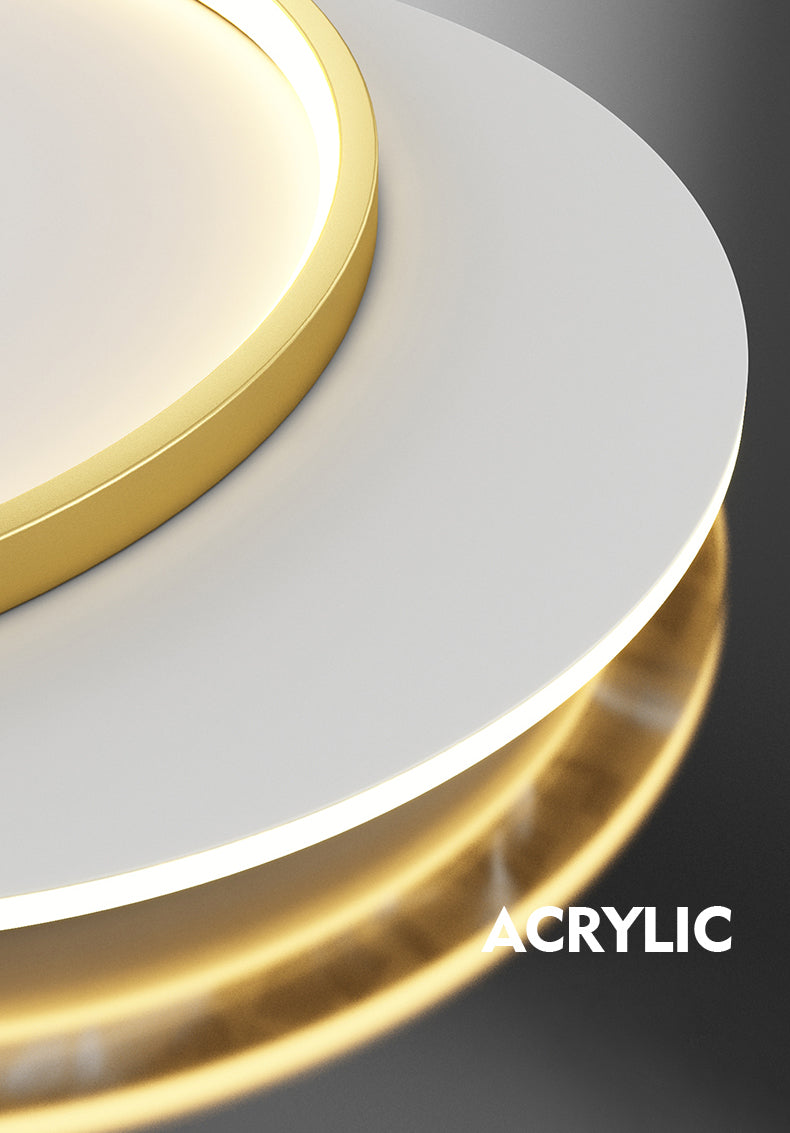 Modern Creative Circular LED Ceiling Light Wrought Iron Feather Flush Mount with Acrylic Shade