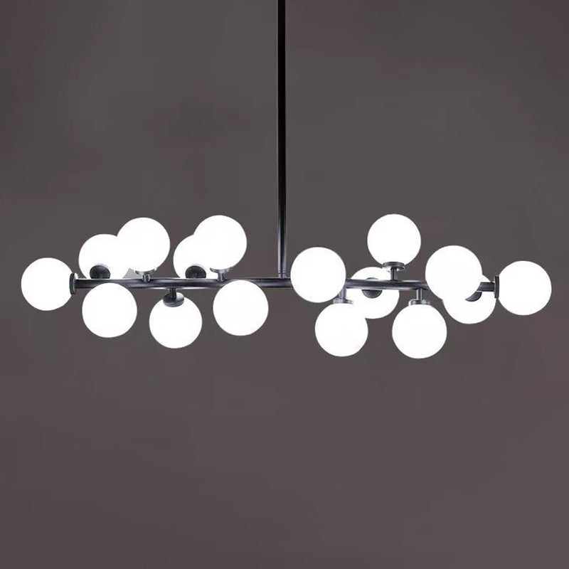Ball-Shaped Island Chandelier Light Minimalist Style Glass Island Lighting Fixture