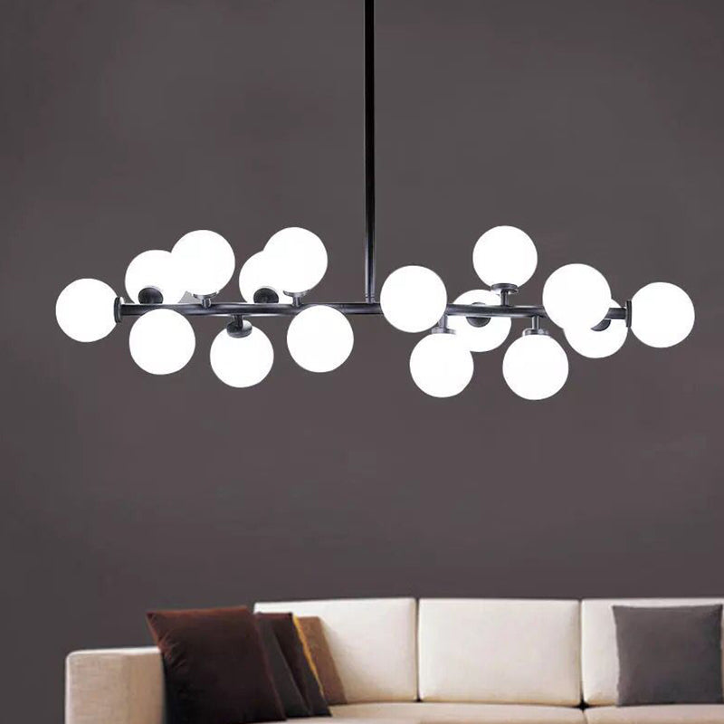 Ball-Shaped Island Chandelier Light Minimalist Style Glass Island Lighting Fixture