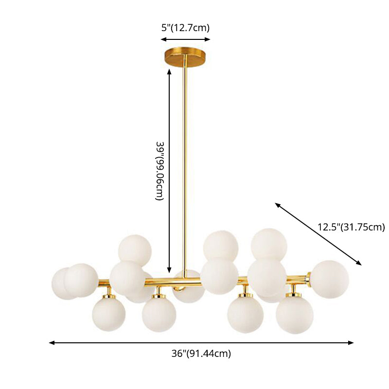 Ball-Shaped Island Chandelier Light Minimalist Style Glass Island Lighting Fixture