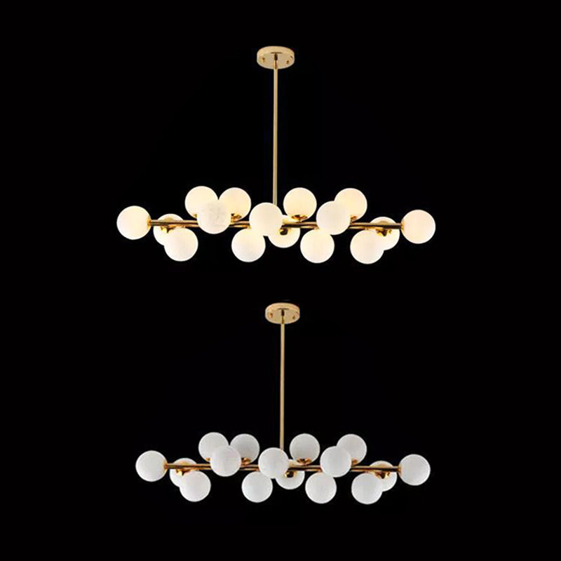 Ball-Shaped Island Chandelier Light Minimalist Style Glass Island Lighting Fixture