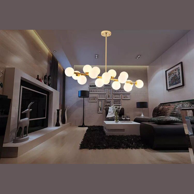 Ball-Shaped Island Chandelier Light Minimalist Style Glass Island Lighting Fixture