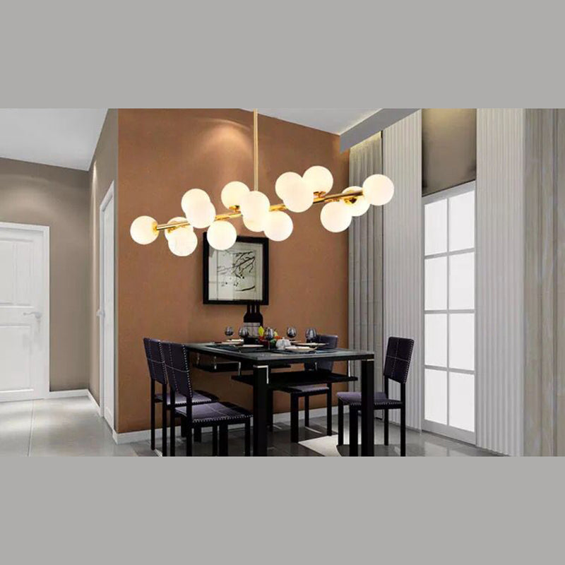 Ball-Shaped Island Chandelier Light Minimalist Style Glass Island Lighting Fixture