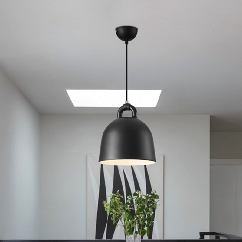 Domed Pendant Lamp Contemporary Metal 1 Light Black Suspension Lighting for Dining Room