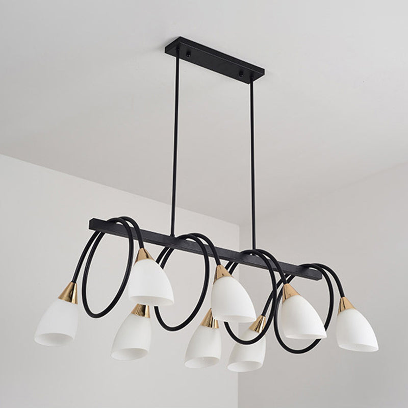 Sala da pranzo isola lampada a piede a sospensione in stile Nordic Black Island con tonalità in vetro cono