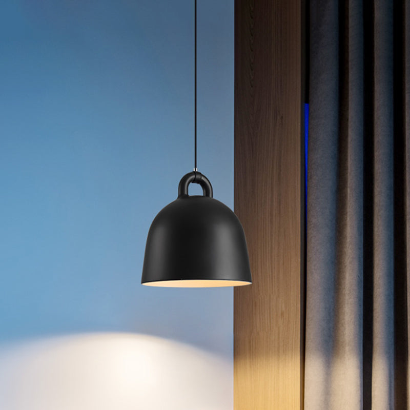 Domed Pendant Lamp Contemporary Metal 1 Light Black Suspension Lighting for Dining Room
