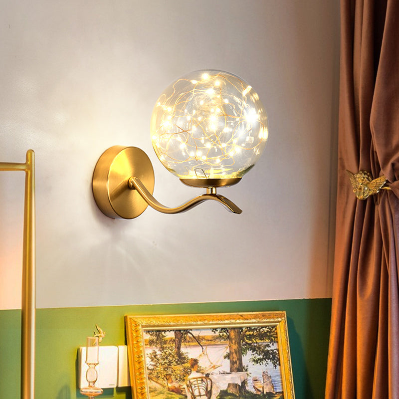 Globe Wrought Iron LED Wall Lamp in Modern Creative Style Glass Wall Light for Interior Spaces
