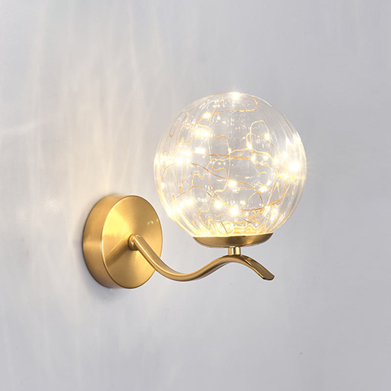 Globe Wrought Iron LED Wall Lamp in Modern Creative Style Glass Wall Light for Interior Spaces