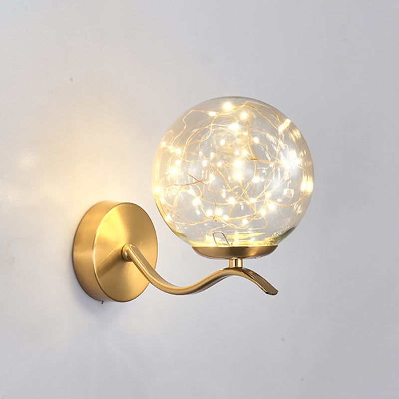 Globe Wrought Iron LED Wall Lamp in Modern Creative Style Glass Wall Light for Interior Spaces