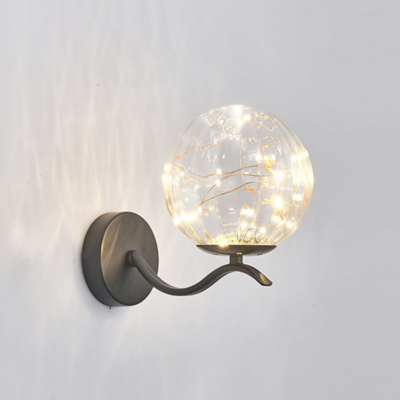 Globe Wrought Iron LED Wall Lamp in Modern Creative Style Glass Wall Light for Interior Spaces