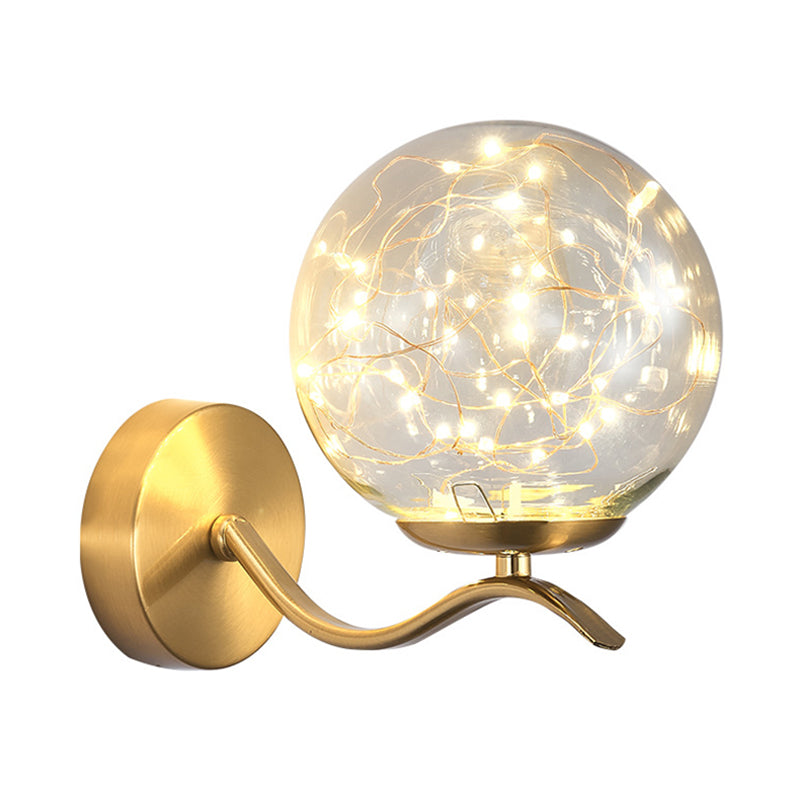 Globe Wrought Iron LED Wall Lamp in Modern Creative Style Glass Wall Light for Interior Spaces