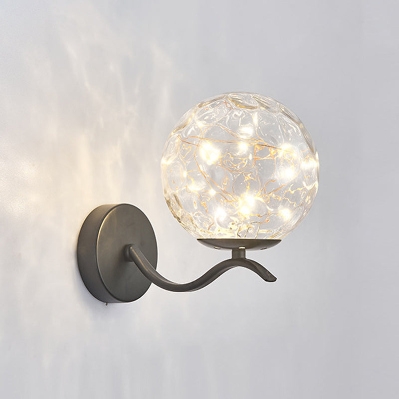 Globe Wrought Iron LED Wall Lamp in Modern Creative Style Glass Wall Light for Interior Spaces