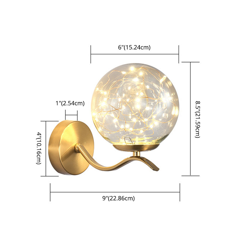 Globe Wrought Iron LED Wall Lamp in Modern Creative Style Glass Wall Light for Interior Spaces
