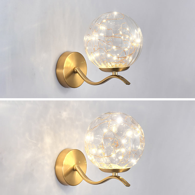 Globe Wrought Iron LED Wall Lamp in Modern Creative Style Glass Wall Light for Interior Spaces