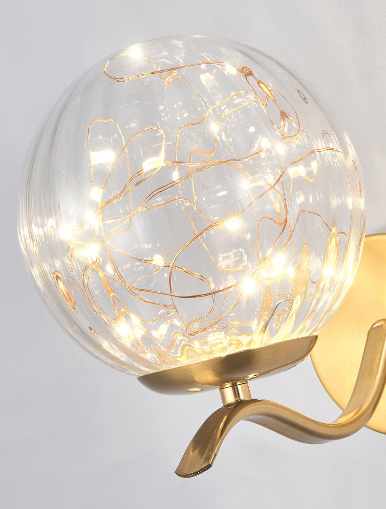 Globe Wrought Iron LED Wall Lamp in Modern Creative Style Glass Wall Light for Interior Spaces