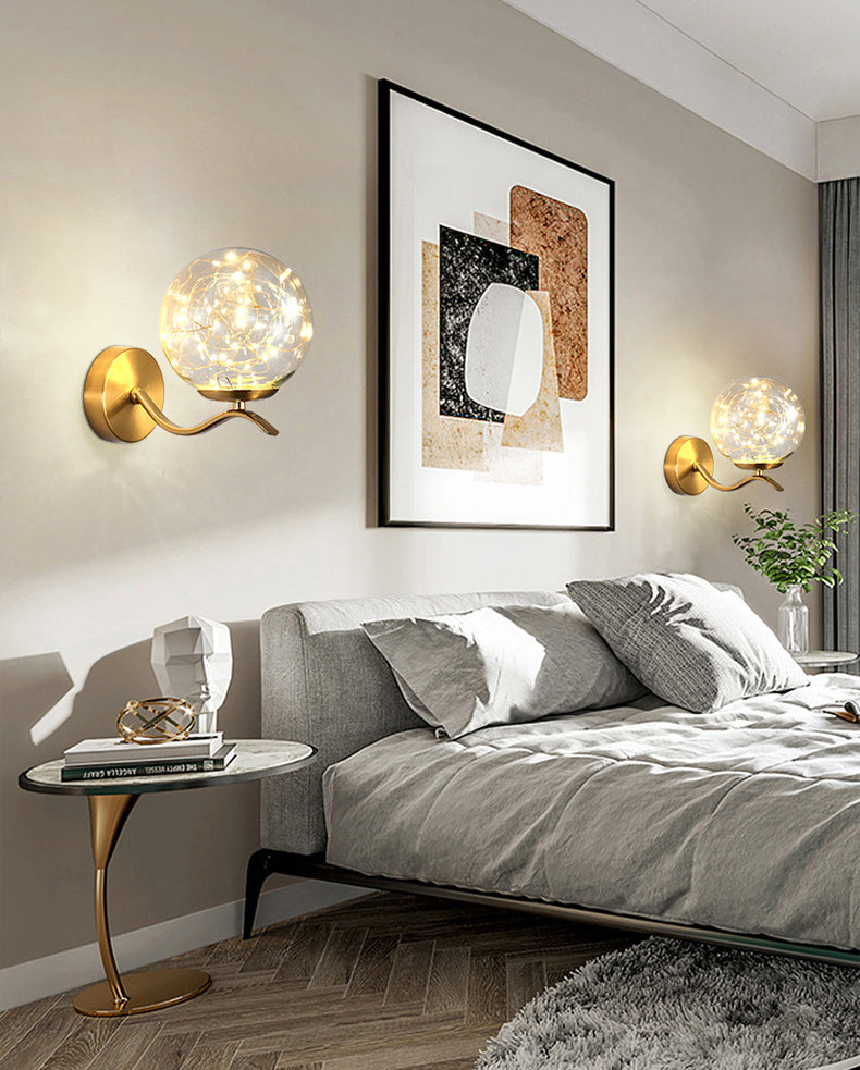 Globe Wrought Iron LED Wall Lamp in Modern Creative Style Glass Wall Light for Interior Spaces