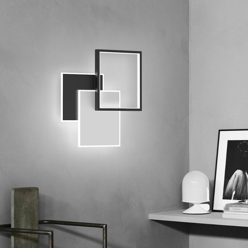 Black Contemporary Metal LED Wall Mounted Lighting 1-Light Wall Sconce for Bedroom