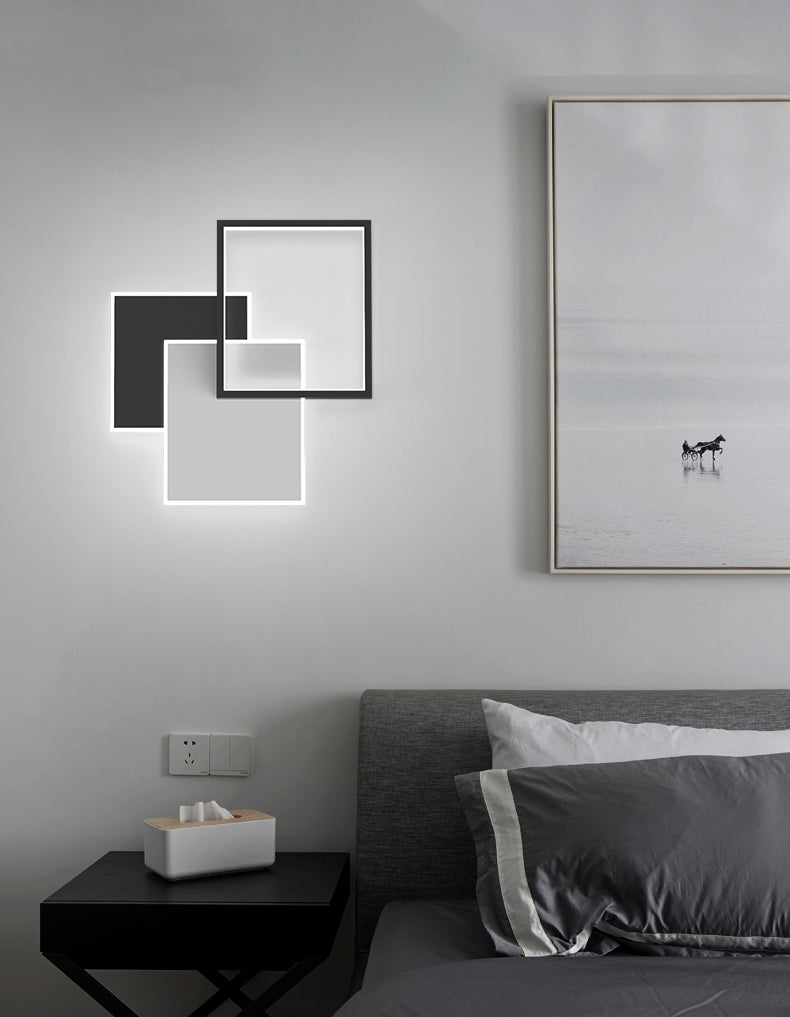 Black Contemporary Metal LED Wall Mounted Lighting 1-Light Wall Sconce for Bedroom