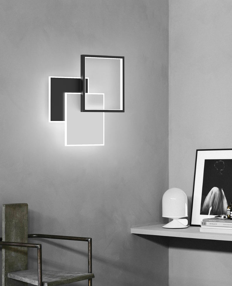 Black Contemporary Metal LED Wall Mounted Lighting 1-Light Wall Sconce for Bedroom