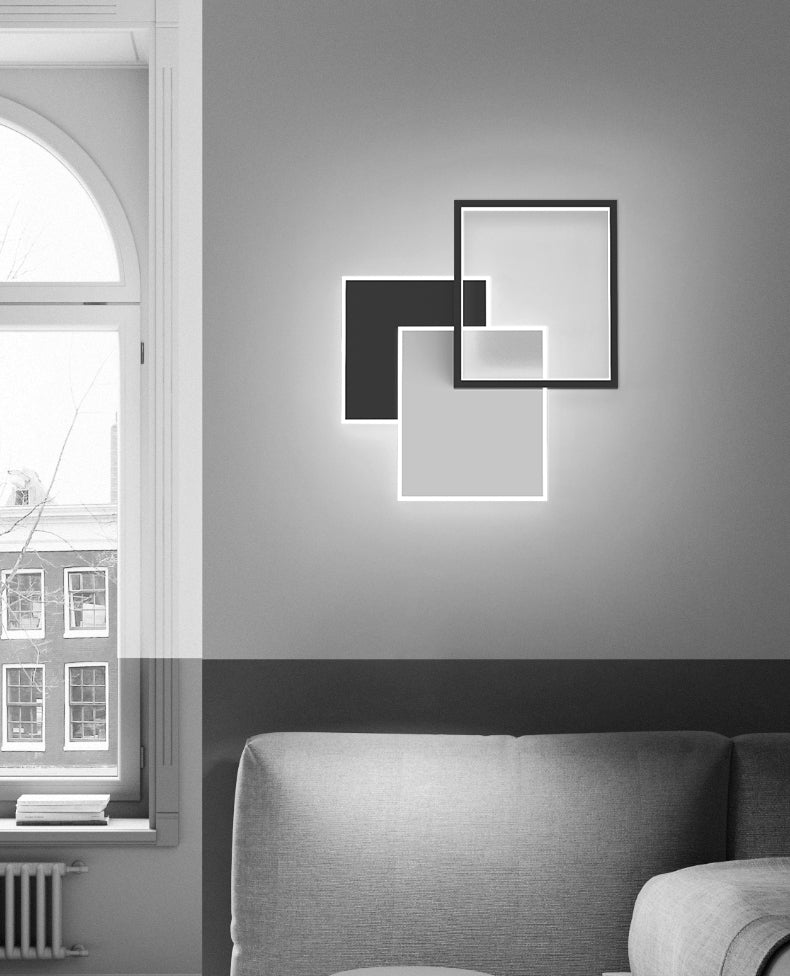 Black Contemporary Metal LED Wall Mounted Lighting 1-Light Wall Sconce for Bedroom